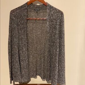 Gray Open-Front Cardigan with Draped Neckline